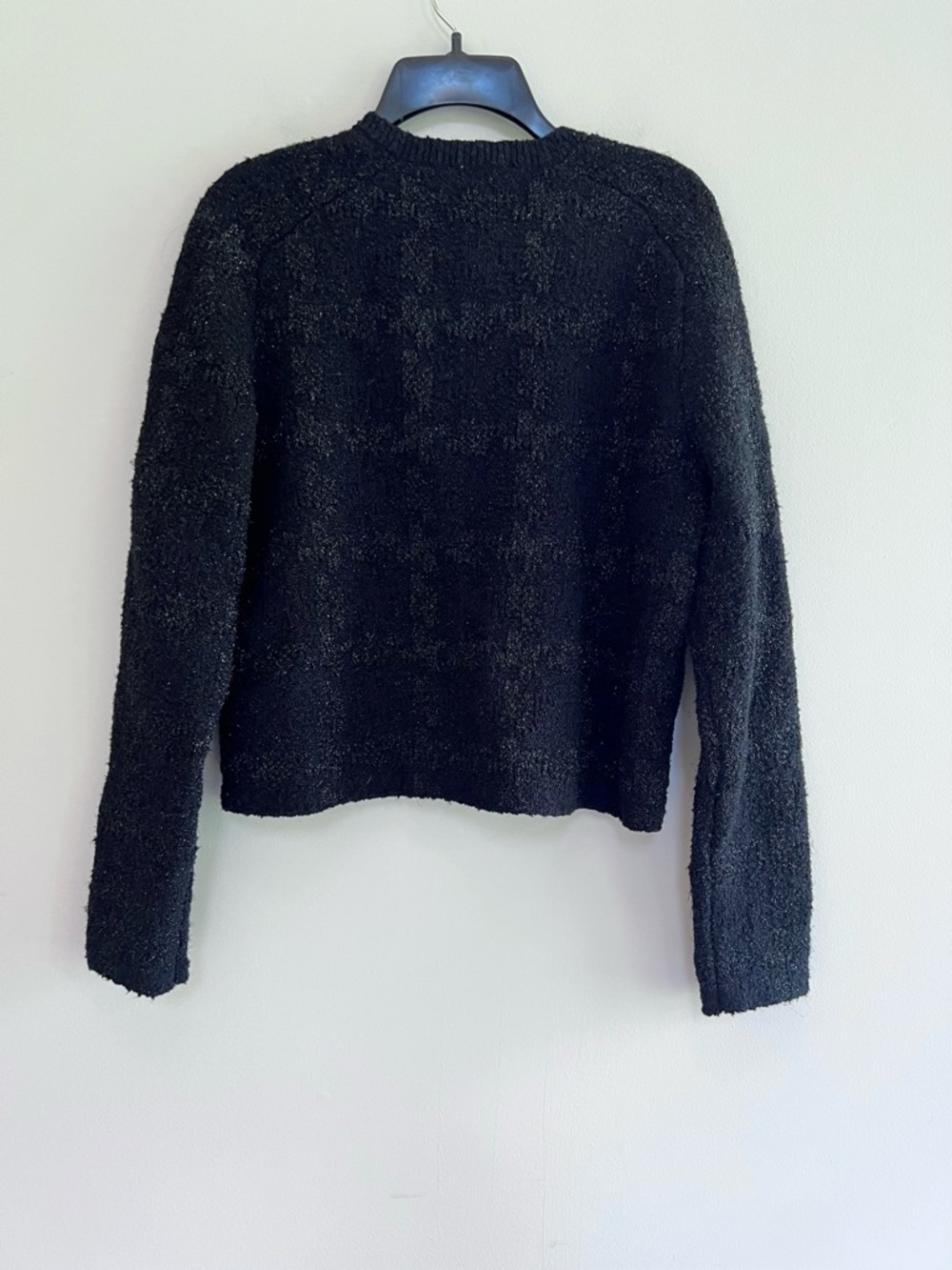COS Black Sparkly Bouclé-Knit Button Front Crop Cardigan, Black Metallic, Small - Picture 5 of 12